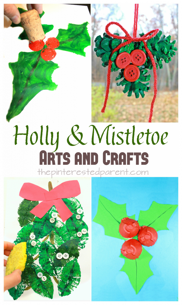 Holly and mistletoe arts & crafts. Winter and Christmas paint and craft projects for kids and preschoolers.
