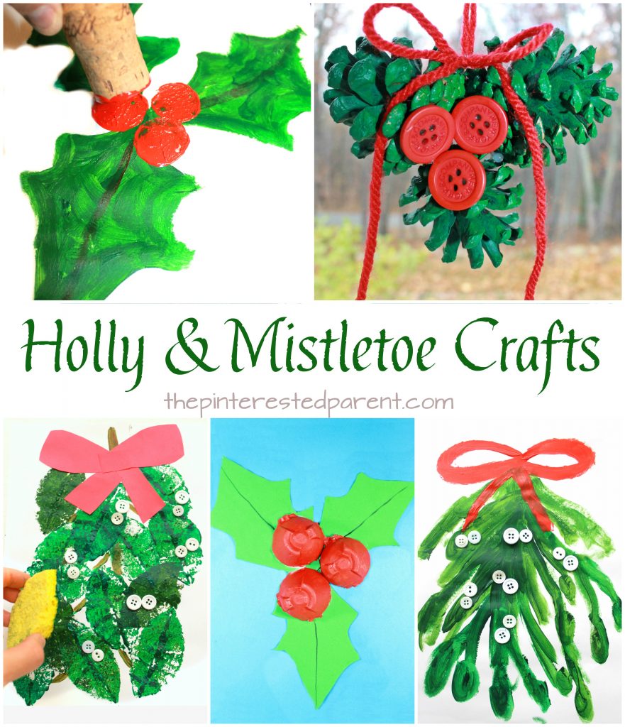 Holly and mistletoe arts & crafts. Winter and Christmas paint and craft projects for kids and preschoolers.
