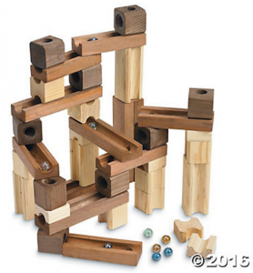 Wooden marble ramp from Oriental Trading. Great engineering toy for the kids.