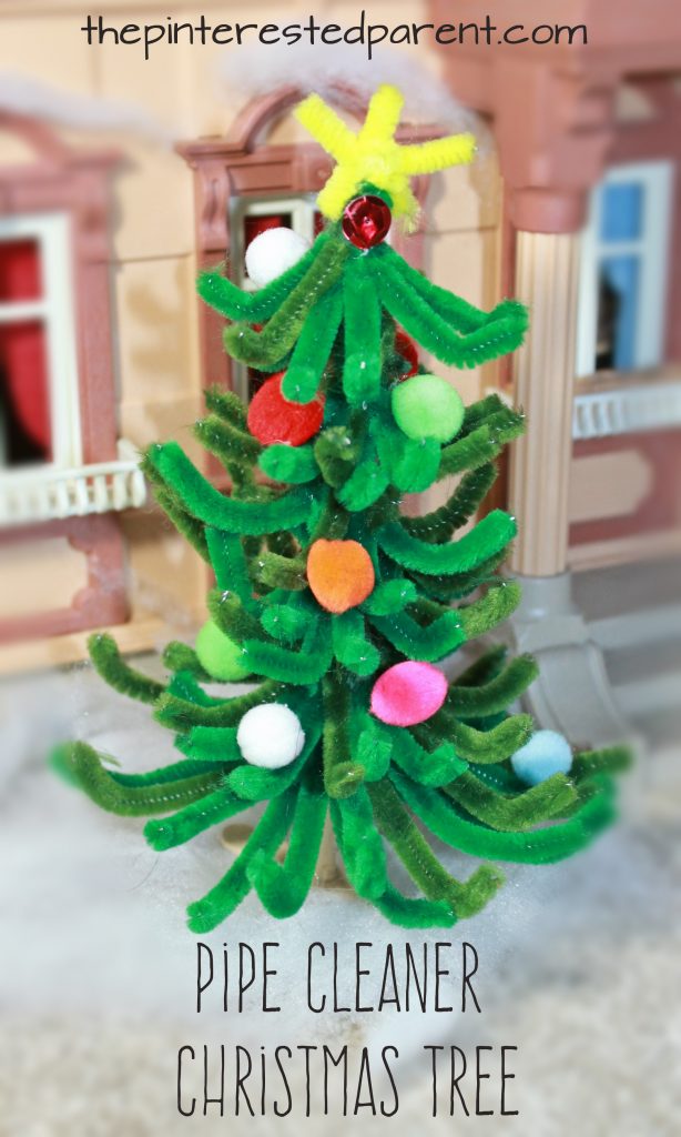 My daughter wanted a Christmas tree for her doll house, so we made one. Pipe Cleaner Christmas Tree craft - arts and crafts for kids pretend play or decoration