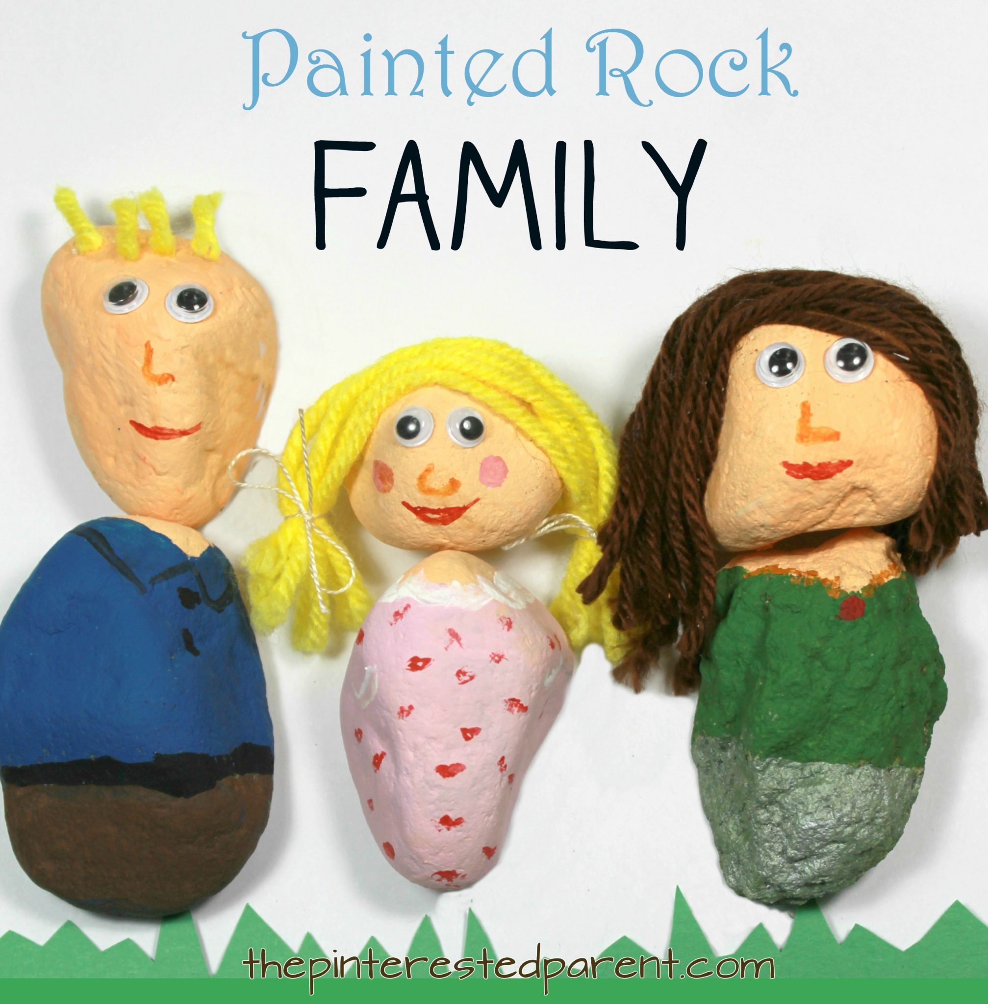 Painted Rock Family - Paint your family or make mix and match people with simple canvases from nature. Arts and craft projects for kids