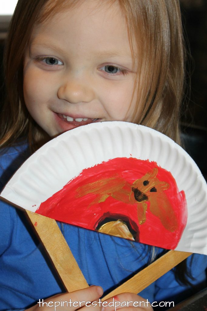 Painted Paper Plate Hand Fans. Great for Chinese New Year or Tet. Kid's & preschooler cultural arts and crafts ideas