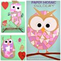 Construction paper mosaic owl craft - easy arts and craft for kids and preschoolers.