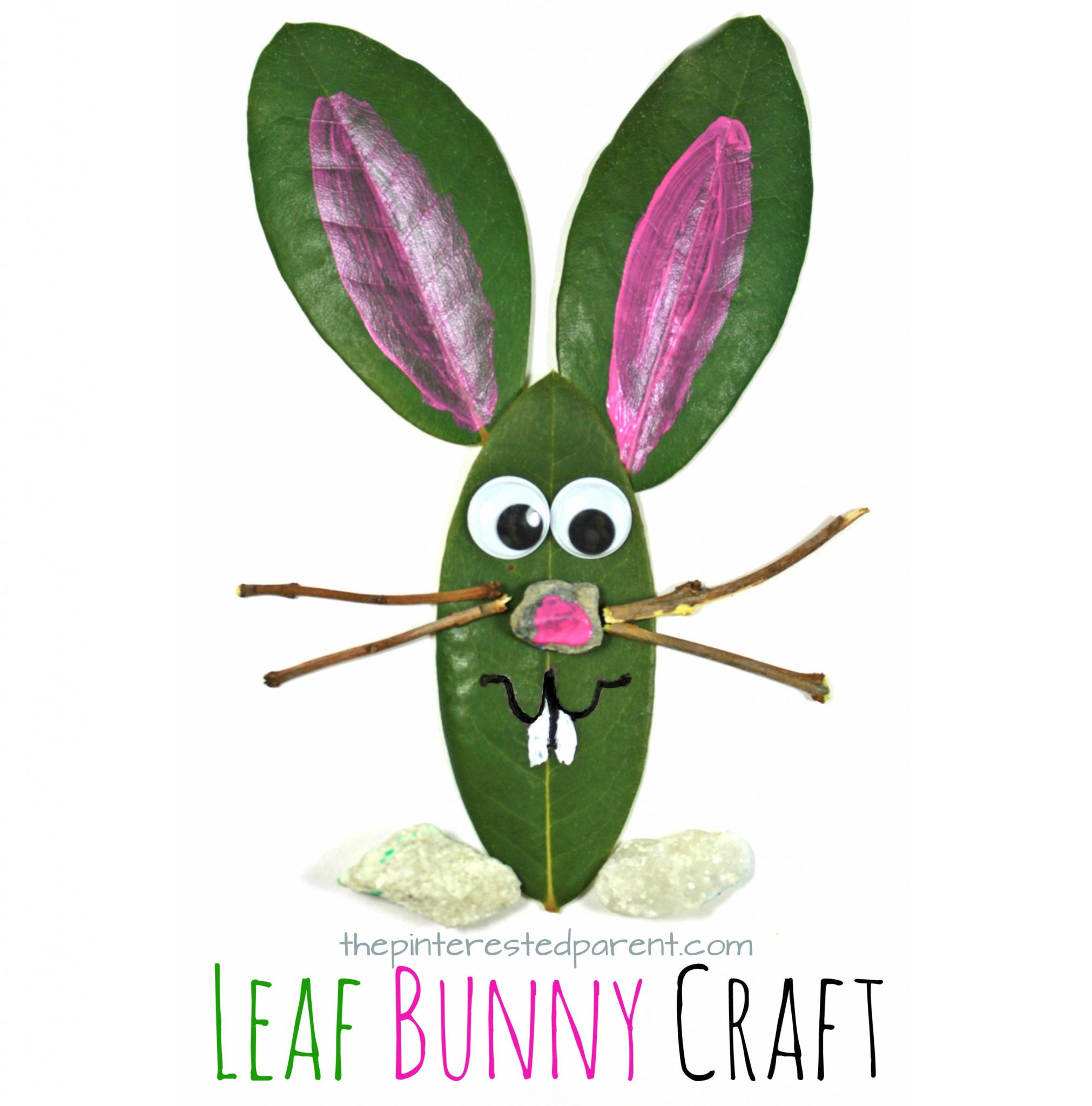 Leaf Easter Bunny Craft. Easy spring nature arts & crafts for kids