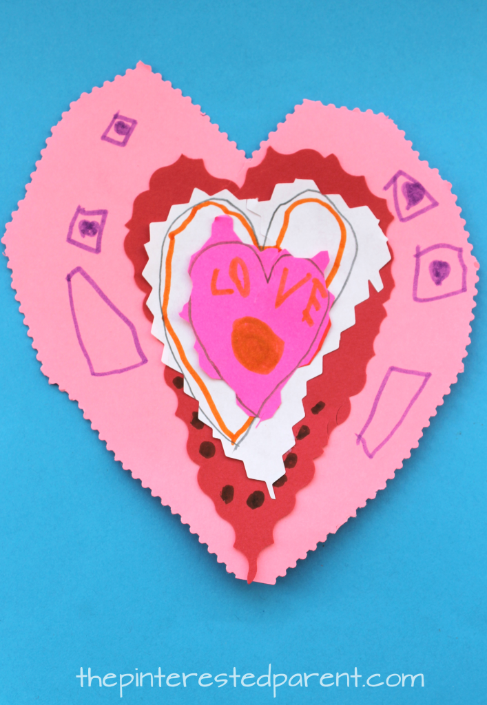 Layered Scribble Hearts. Arts and Crafts for kids. This is a great cutting activity and is perfect for Valentine's Day