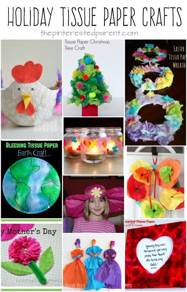 Awesome holiday tissue paper arts and crafts projects for kids.