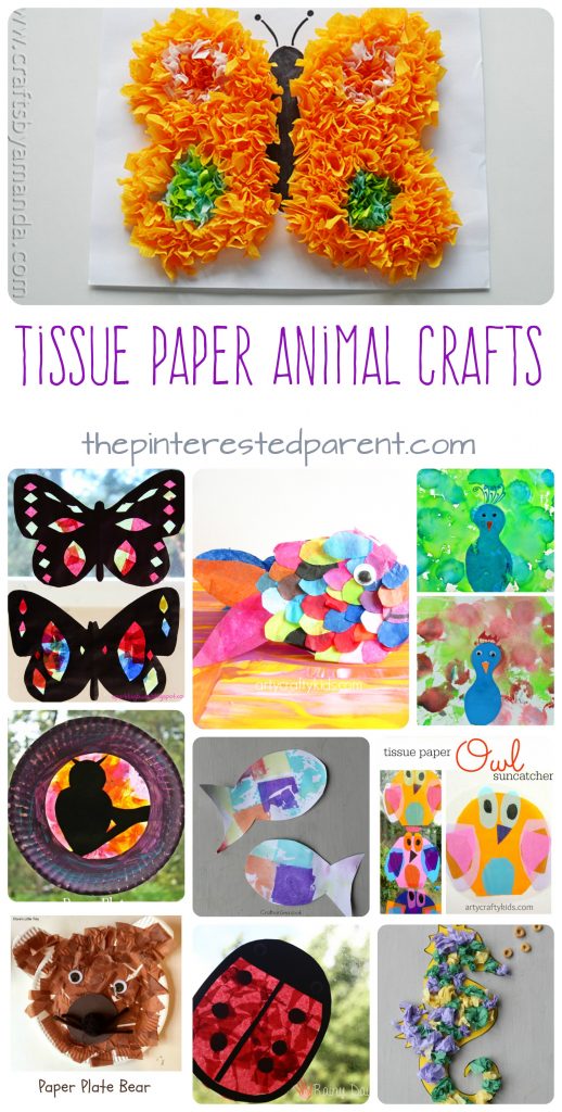 Awesome Tissue paper animals arts and crafts projects for kids. 