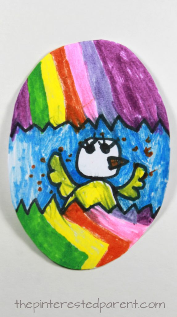 Easter egg arts and crafts for kids. Chick hatching