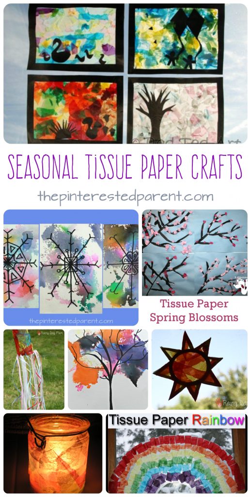 Awesome seasonal tissue paper arts and crafts projects for kids. 