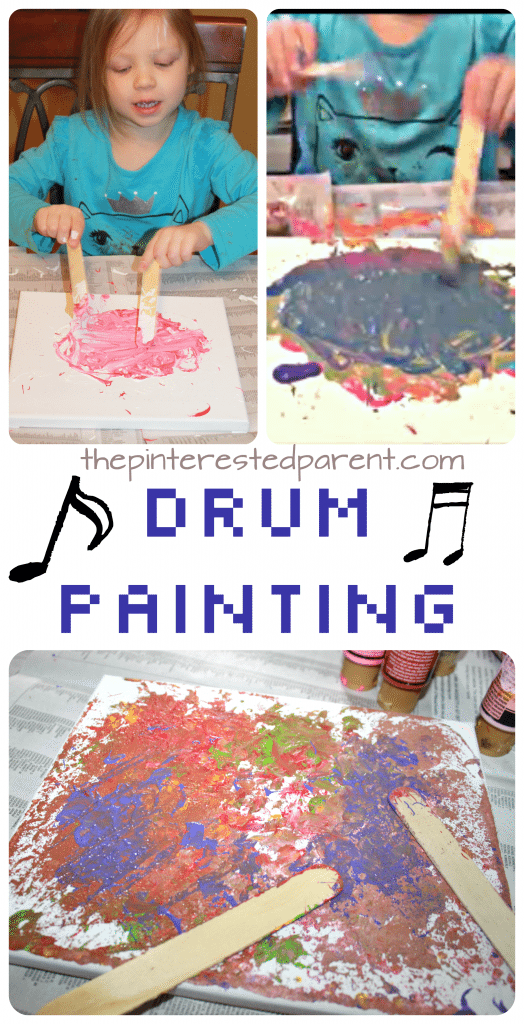 Canvas Drum Painting. This is a fun and messy piece of process art that the kids will love. Great for preschoolers and fun for adults too. 