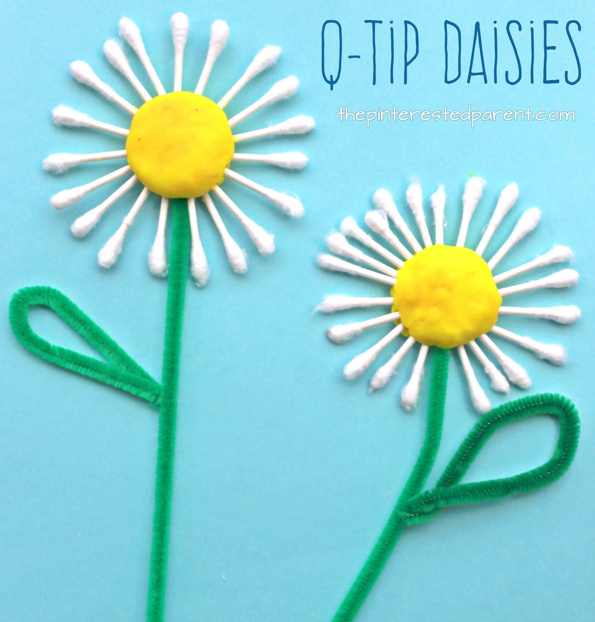 Q-tip Cotton swap daisies. Flower arts and crafts for kids. Great for summer or spring.