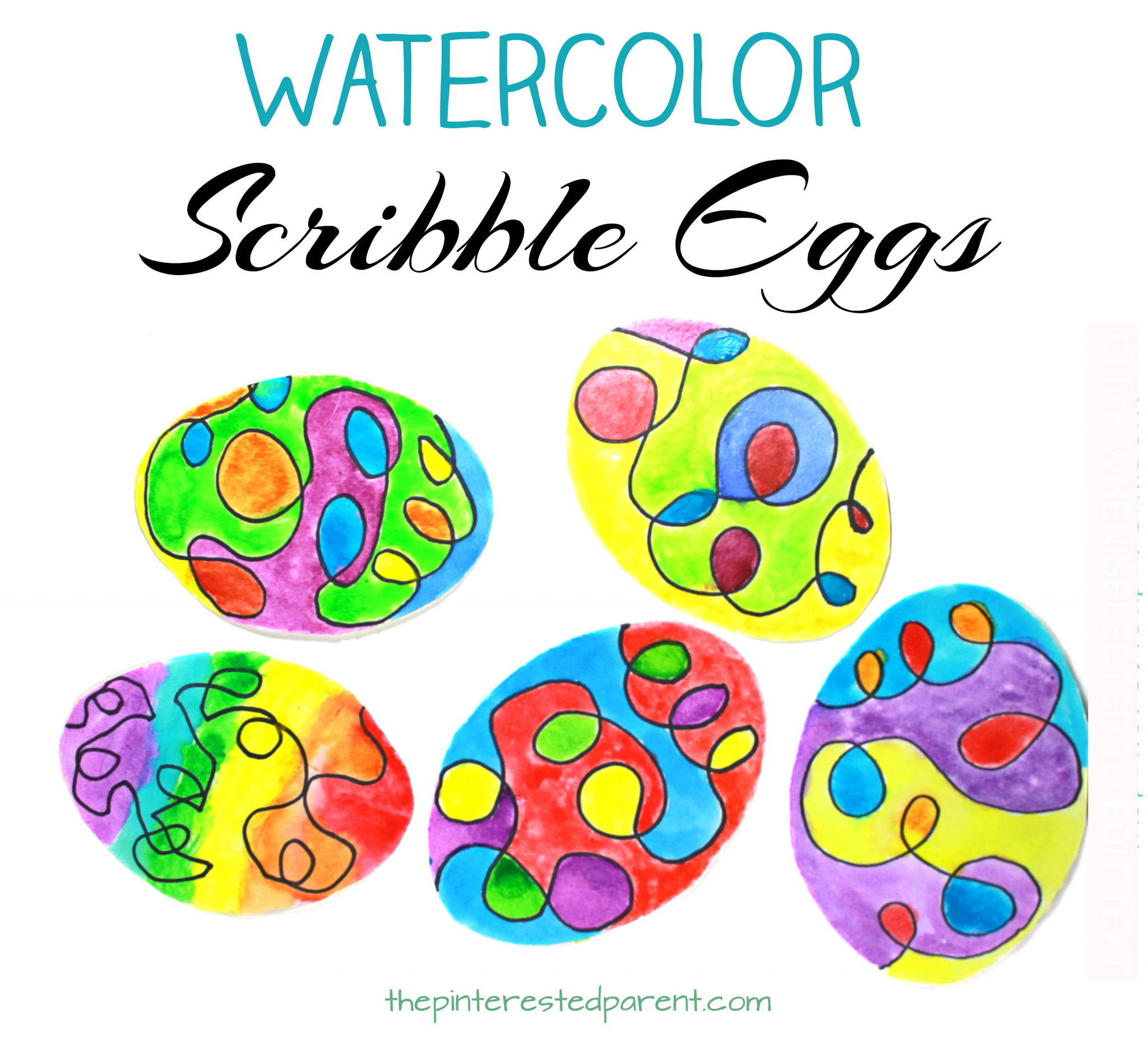 Watercolor scribble Easter eggs. A fun process art project for the kids. Arts and craft projects for the spring.