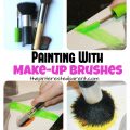 Painting with make-up brushes. Process art projects for preschoolers and kids.