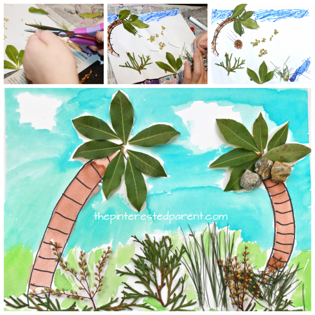 Nature art landscapes. Use nature and watercolors, markers or crayons to create a fun piece of art for the kids.