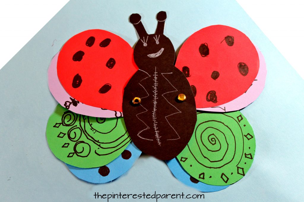 Transform a ladybug into a butterfly using a free printable template. Design the wings and transform in this fun kid's craft. Construction paper Arts and crafts for preschoolers and kids