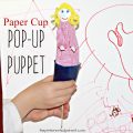 Paper cup pop-up puppet craft. Arts and craft for kids. Pretend and imagination play - Dixie cup craft