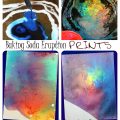 Baking soda and vinegar eruption prints - science and art combine for this pretty process art. Messy painting, arts and crafts for kids
