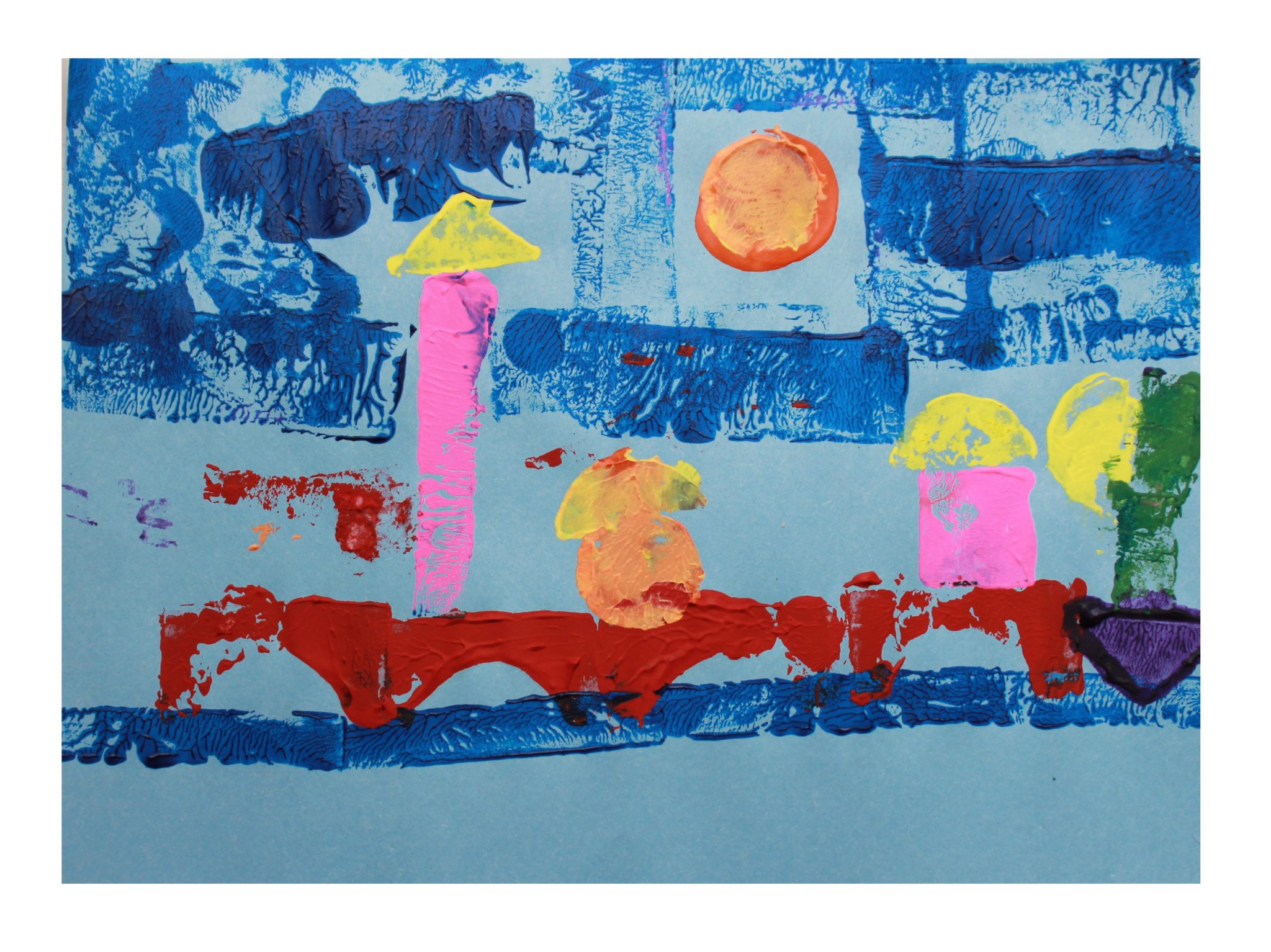 Paul Klee inspired block printed paintings. Printmaking for kids. Famous artist inspired arts and crafts for kids