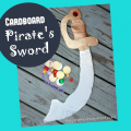 Cardboard pirate's sword for pretend play or costume. Use recyclables to make this cool pirate's sword for the kids