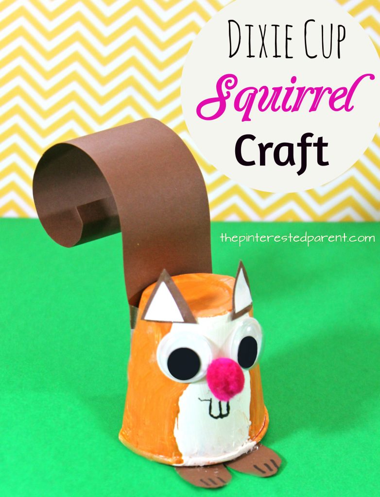 Dixie Cup Squirrel Craft - kid's arts and crafts for autumn / fall - paper animals