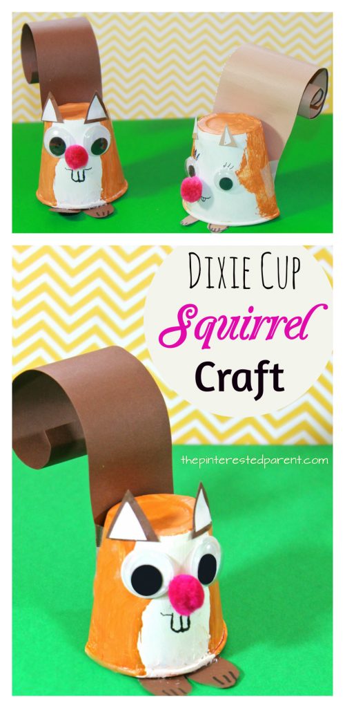 Dixie Cup Squirrel Craft - kid's arts and crafts for autumn / fall - paper animals