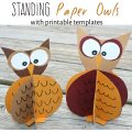 Construction paper standing owl craft with free printable template. Fall arts and crafts for kids