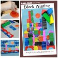Paul Klee inspired block printed paintings. Printmaking for kids. Famous artist inspired arts and crafts for kids