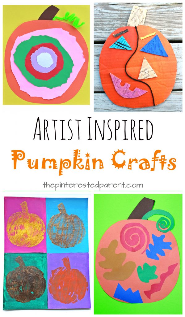 Artist inspired pumpkin and jack-o-lantern crafts - See all of our artist inspired pumpkin ideas. Fall and Halloween crafts for kids. Picasso, Matisse, Warhol, and Kandinsky