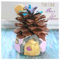 Pine cone and salt dough fairy houses. Magical nature arts and crafts for kids