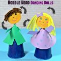 Dancing Dixie Cup Bobble Head Dolls with printable template. Fun arts and crafts for kids