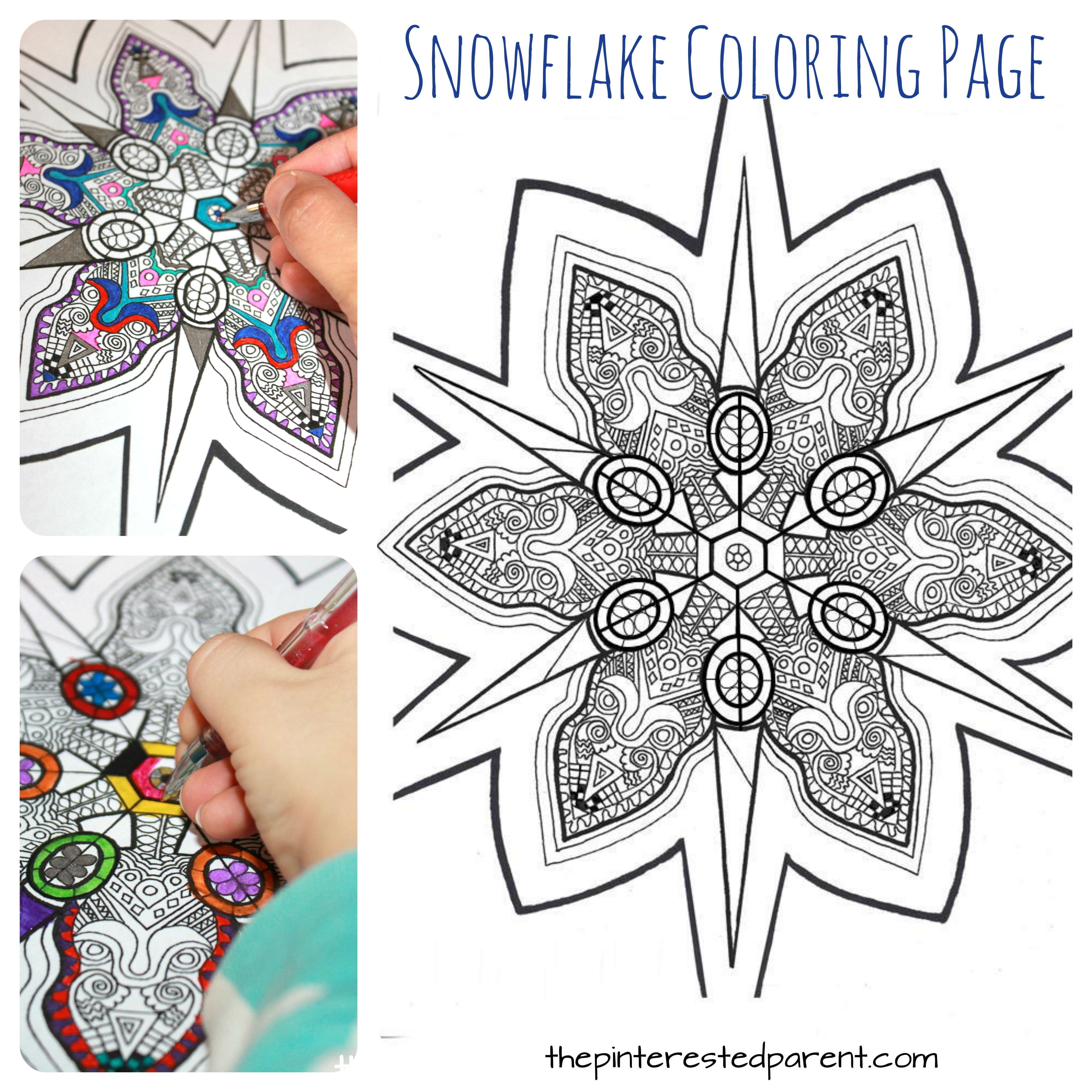 Printable snowflake coloring page - winter coloring for kids or adults