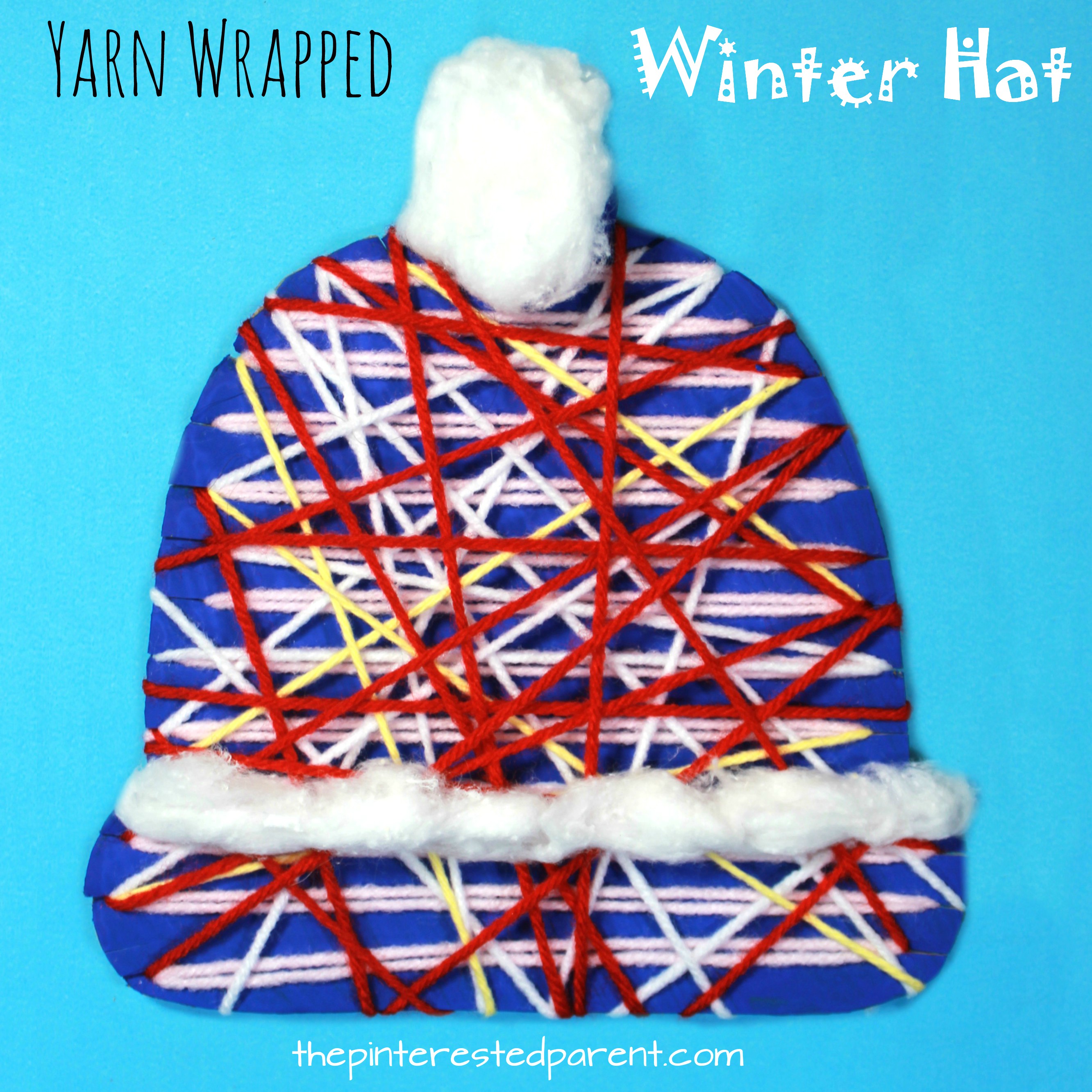 Yarn wrapped winter hats crafts, wonderful for fine motor skills - kids arts and crafts for the winter