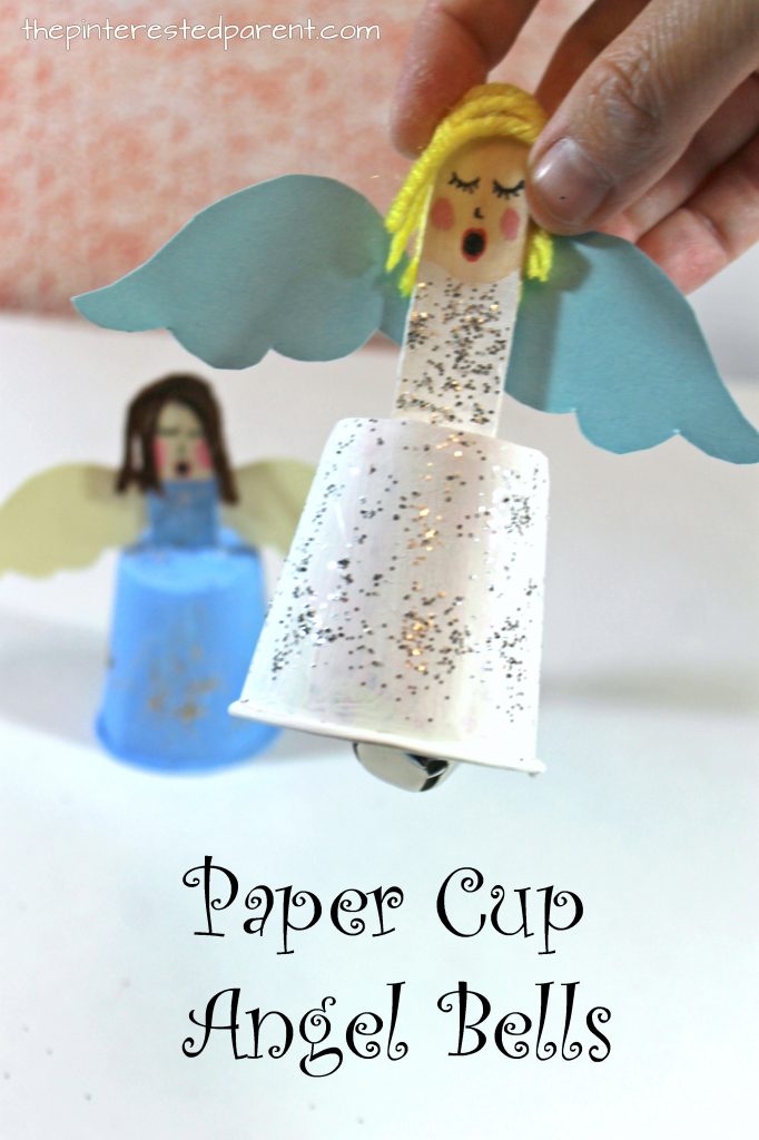 Dixie Cup Christmas Bells - Christmas and winter arts and crafts for kids. See out Santa and angel bells