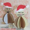 3-D Construction Paper Christmas Mouse with free printable template - animal arts and crafts for kids for Christmas and the holidays