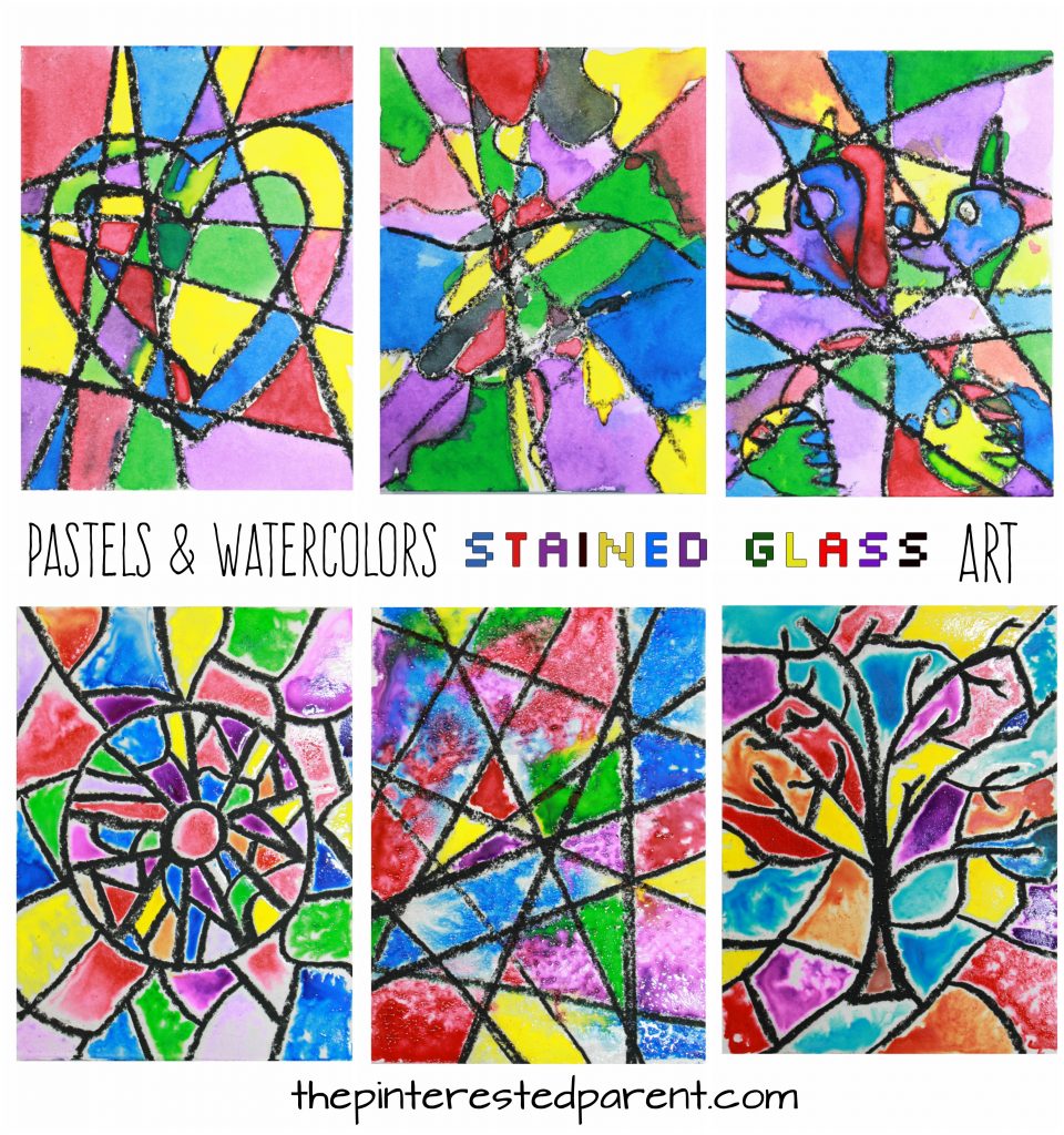 Pastels & Watercolors Stained Glass art project for kids. Kids arts and crafts. Beautiful for Christmas or year round