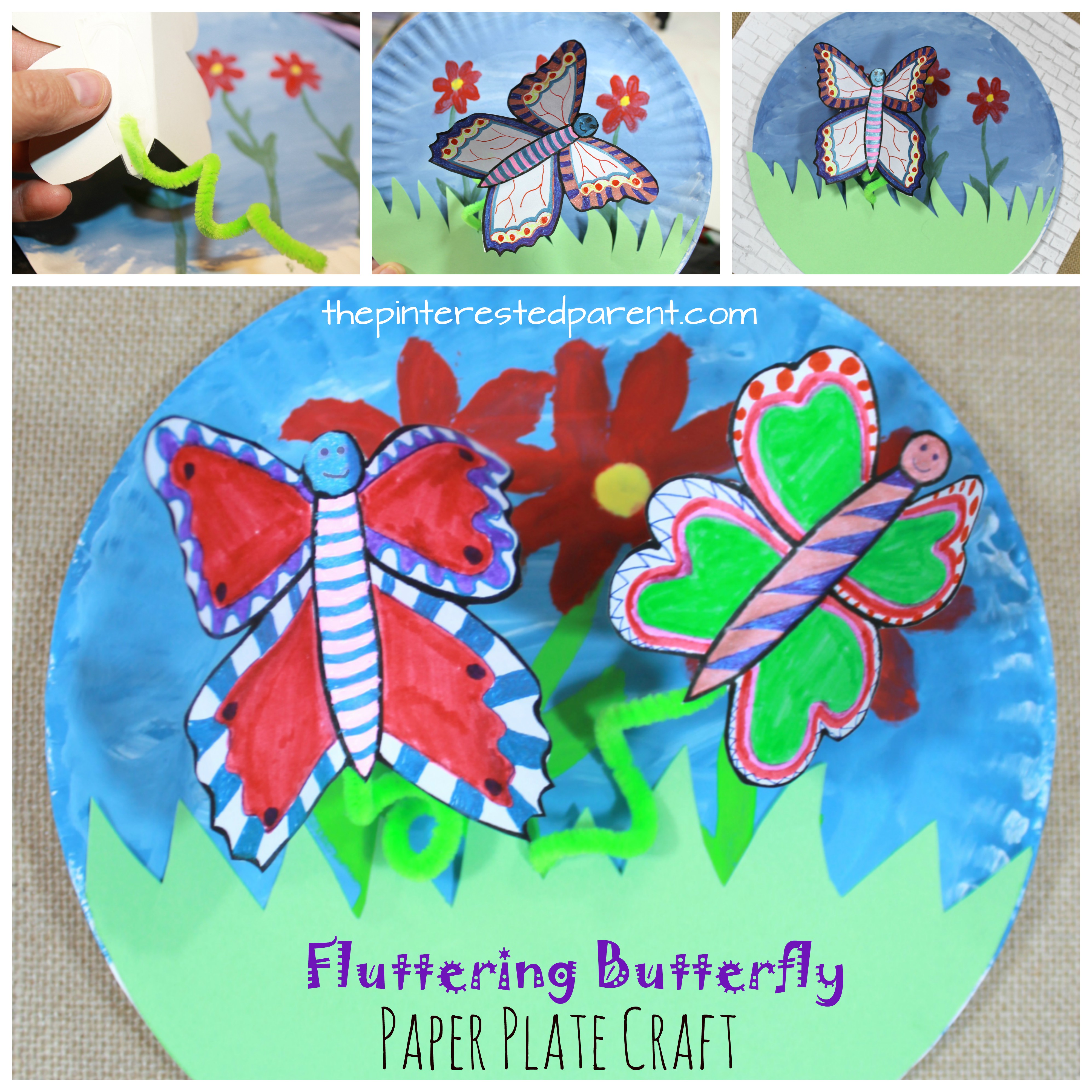 Preschool Crafts for Kids*: Easy Butterfly Straw and Paper Craft and song