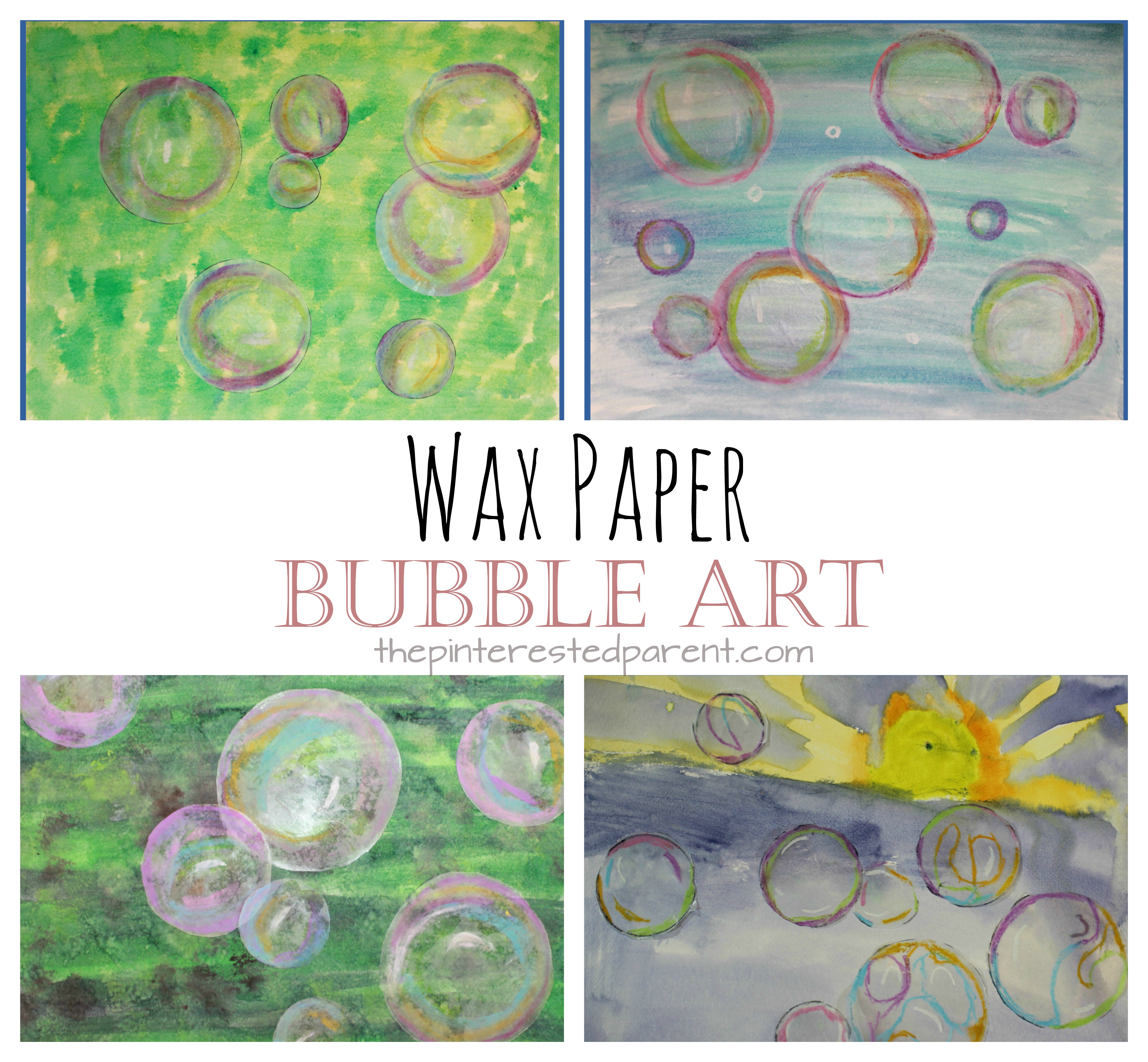 Wax Paper Bubble Art - a mixed media bubbles art project for the kids. Perfect for spring or summer. Watercolors and pastels