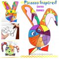 Picasso inspired Easter bunny art project. Easter arts and crafts for kids. Artist inspired artwork