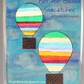 Hot Air Balloon Suncatcher craft. Mixed media project for kids with watercolors and tissue paper.
