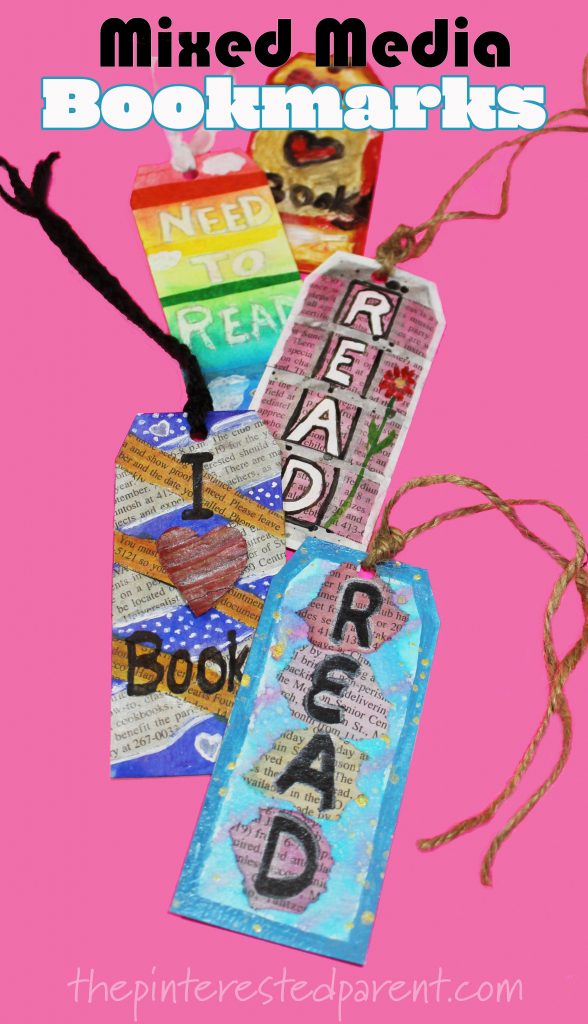 Mixed Media Bookmarks for kids sponsored by Reading Eggs. Arts and crafts for young readers and book lovers.