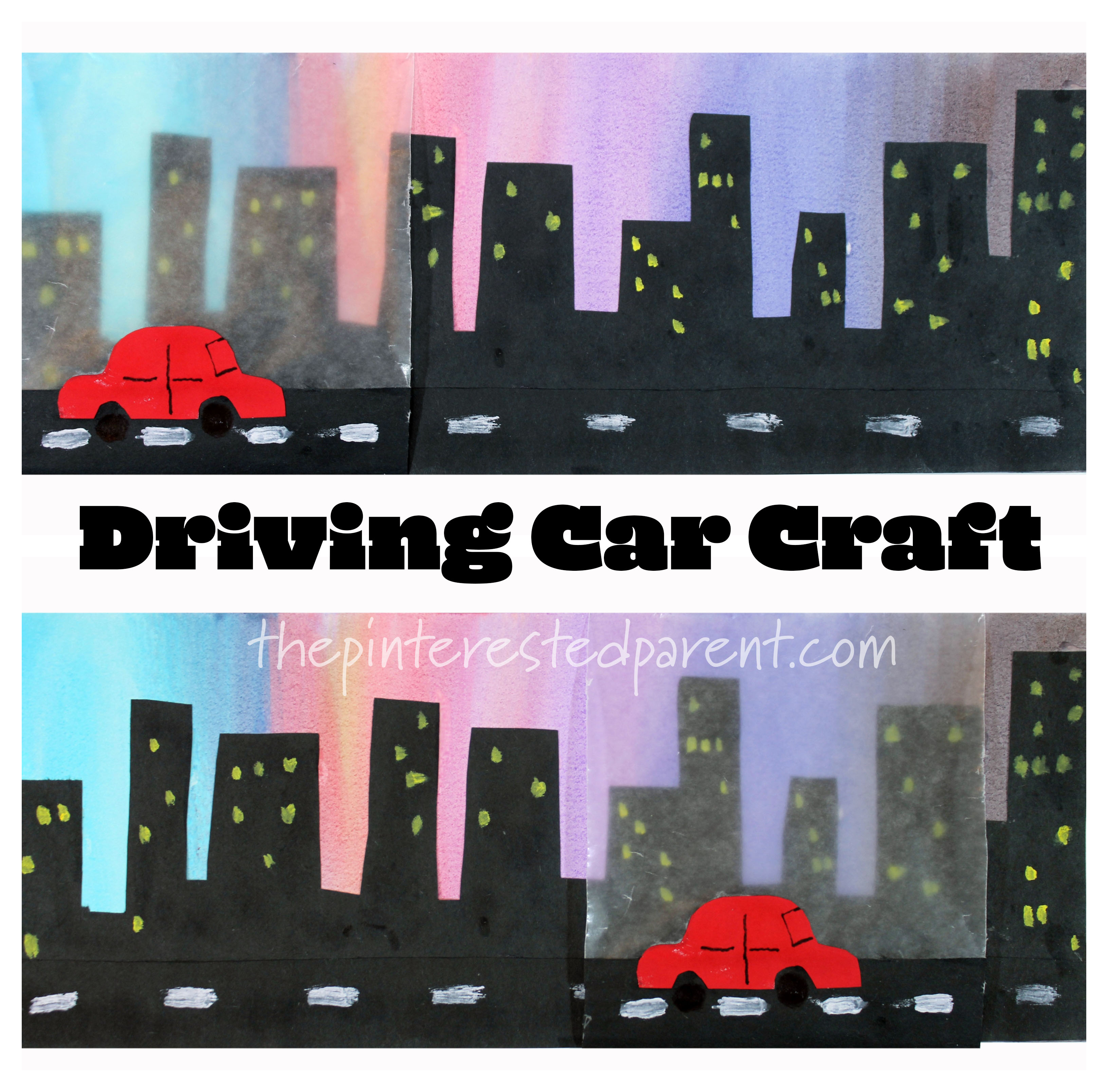 Watch your car go!! Driving car craft. Craft in motion. Kids's arts and crafts.