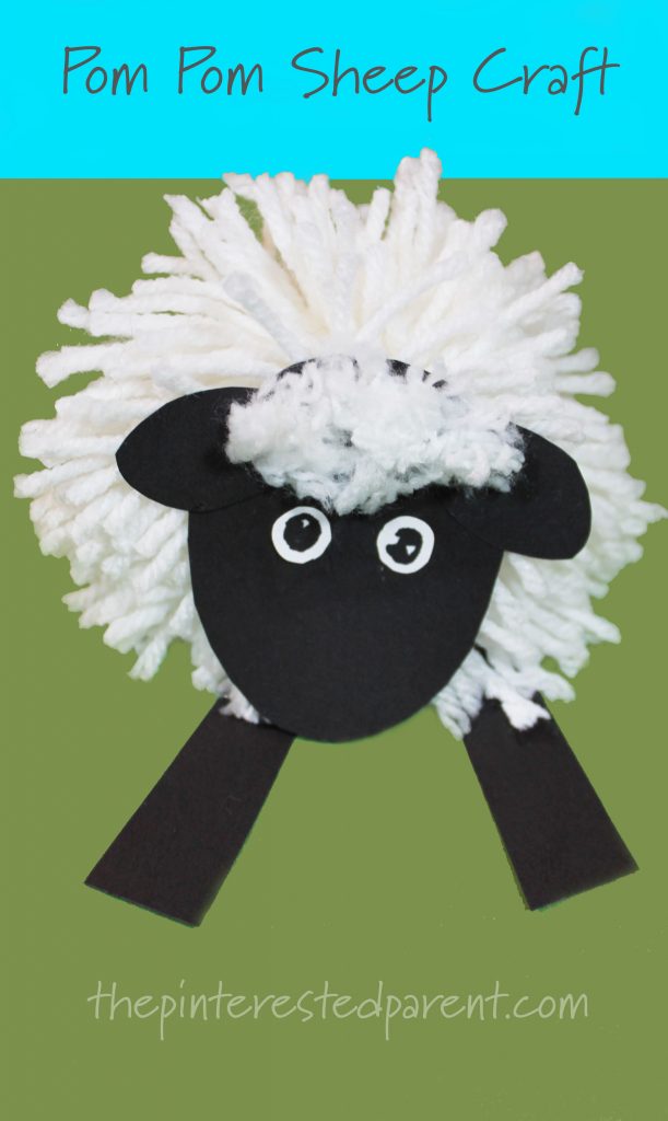 Easy Yarn Pom pom sheep craft - farm animals arts and crafts for kids inspired by the book 'Farmer Pete Has Stinky Feet'