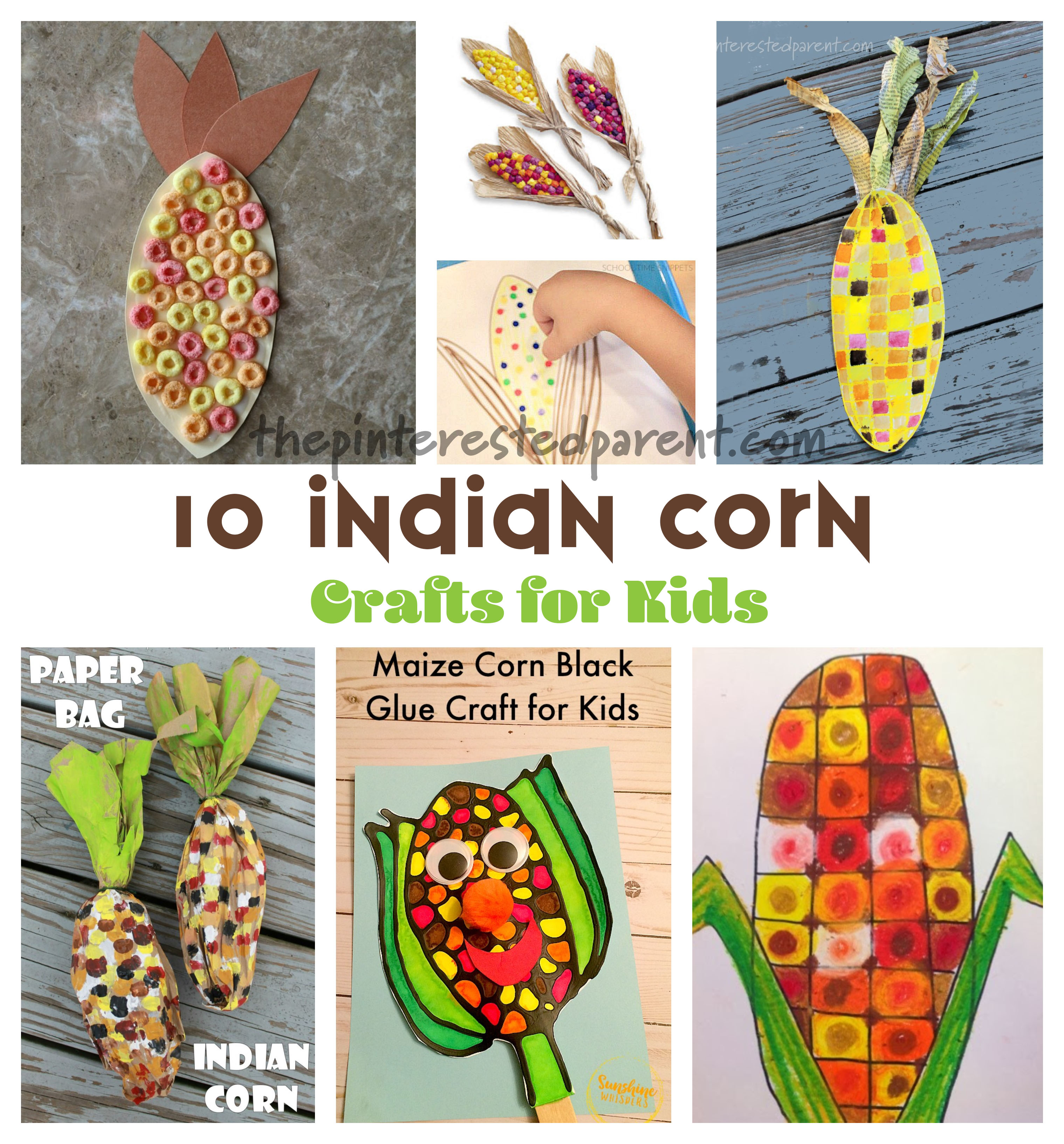 10 Indian corn crafts for kids for the fall and autumn. Kids arts & crafts